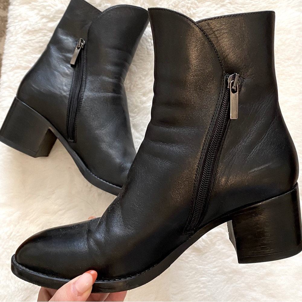 Black Leather Stefano Gamba Booties (Size 38)